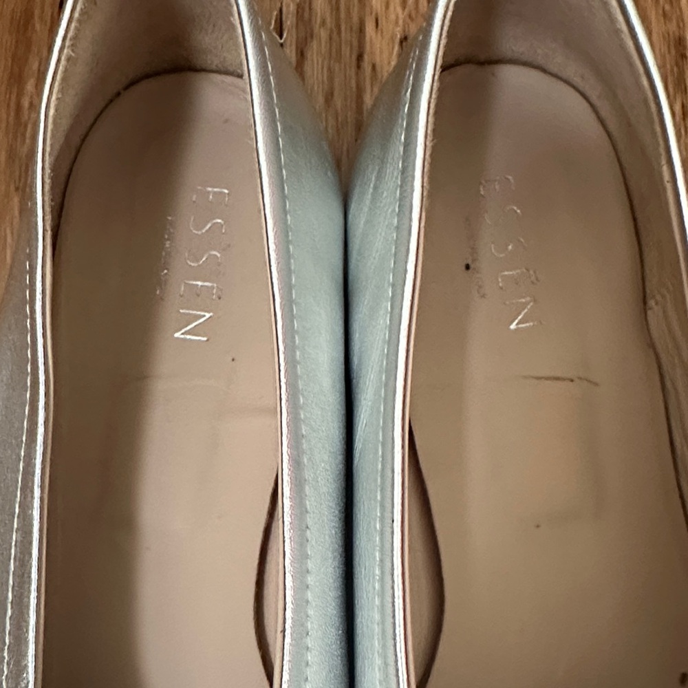 Essen Silver Leather Ballet Flats - Picture 2 of 5